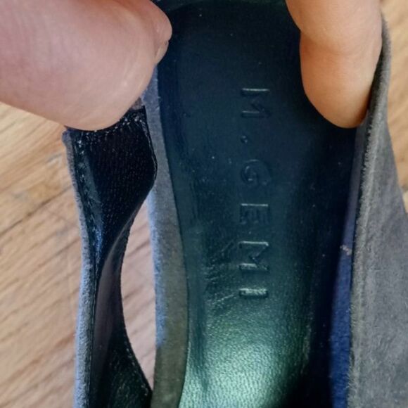 M. Gemi Celeste  Suede Pointed Toe Slingback Wedge Black sz 37.5 Made in Italy - Picture 5 of 8